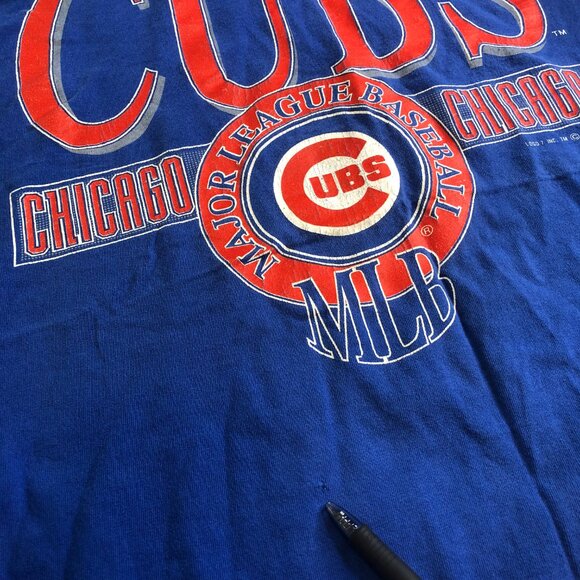Vintage Logo 7 Chicago Cubs Shirt Mens 3XL Blue Single Stitch Graphic Tee 1992 - Picture 7 of 13